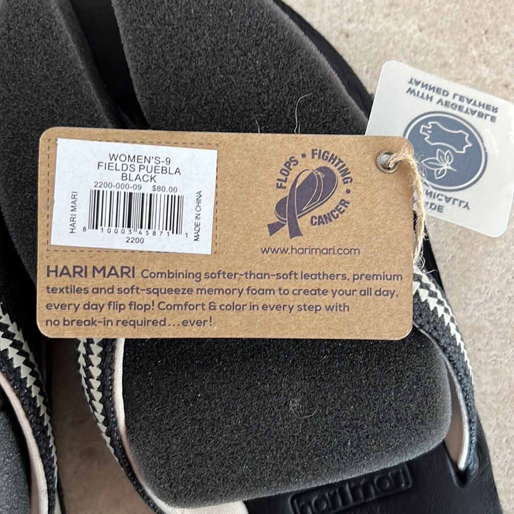 Hari Mari Sandals Flip Flops Women’s Field Puebla Black White Size 9 - Picture 5 of 8